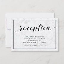 Marmer & Zwarte Moderne Typografie Trouwreceptie