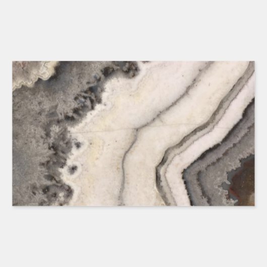 Marmer zwarte witte kiezelsteen rechthoekige sticker (Voorkant)