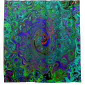 Marmerblauw en aquamarine Abstract Retro Swirl Douchegordijn (Voorkant)