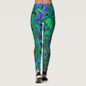 Marmerblauw en aquamarine Abstract Retro Swirl Leggings (Achterkant)