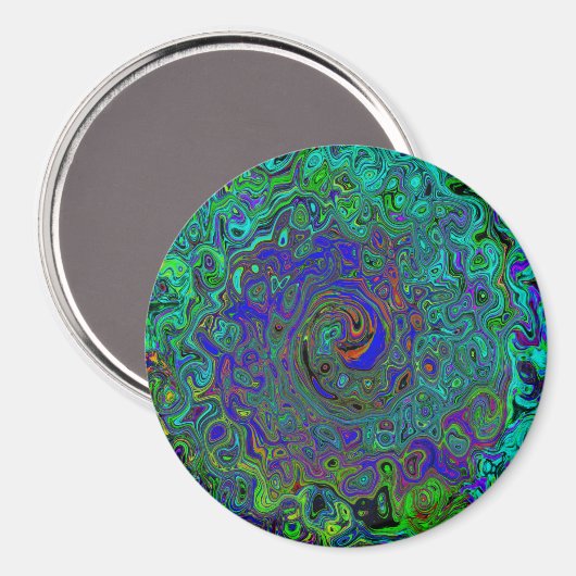 Marmerblauw en aquamarine Abstract Retro Swirl Magneet (Voorkant / Achterkant)