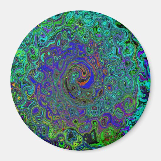 Marmerblauw en aquamarine Abstract Retro Swirl Magneet (Voorkant)