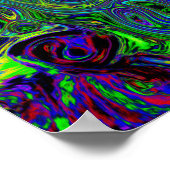 Marmerblauw en aquamarine Abstract Retro Swirl Poster (Hoek)