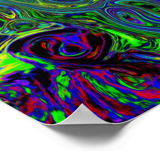 Marmerblauw en aquamarine Abstract Retro Swirl Poster (Hoek)