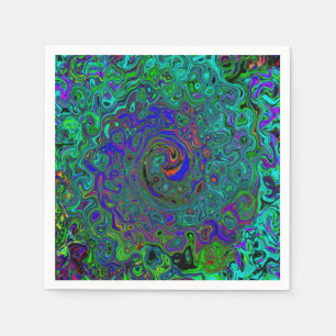 Marmerblauw en aquamarine Abstract Retro Swirl Servet