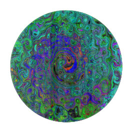 Marmerblauw en aquamarine Abstract Retro Swirl Snijplank