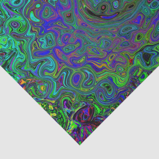 Marmerblauw en aquamarine Abstract Retro Swirl Tissuepapier (Detail)