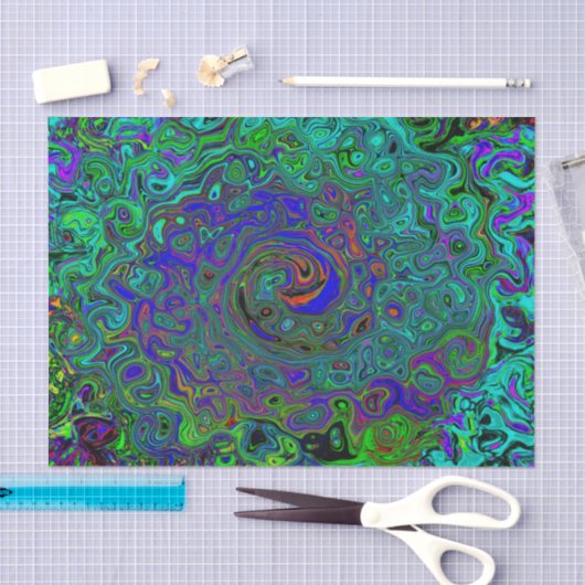 Marmerblauw en aquamarine Abstract Retro Swirl Tissuepapier (Craft)