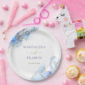 marmerbruiloft met blauwe inkt papieren bordje (Feest)