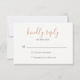 Marmerde Copper Navy Blue Wedding RSVP Kaart