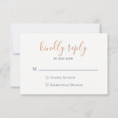 Marmerde Copper Navy Blue Wedding RSVP Kaart (Voorkant)