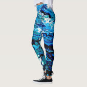 Marmered Abstract Blauw Vloeibaar Water Kleur Legg Leggings (Links)