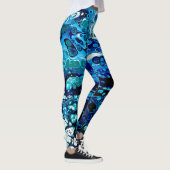 Marmered Abstract Blauw Vloeibaar Water Kleur Legg Leggings (Rechts)