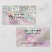 Marmered Make-up Artist Holografische Glitter Afsprakenkaartje (Voorkant / Achterkant)