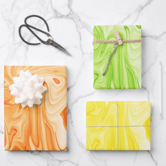 Marmered Paint Art Fall Colors Feestelijk plezier Inpakpapier Vel (Voorkant)