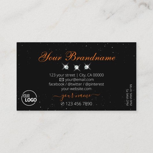 Marmered Sinaasappel Black Sparkling Jewels Toevoe Visitekaartje (Achterkant)