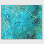  marmereffect getextureerd smaragdblauw cadeaupapier (Vlak)