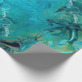  marmereffect getextureerd smaragdblauw cadeaupapier (Hoek)