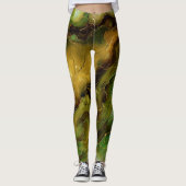 Marmereffect in groen en goud leggings (Voorkant)