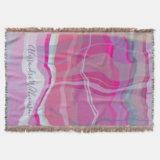 Marmeren Aangepaste Plaid Check Roze Paarse Strepe Deken (Voorkant)