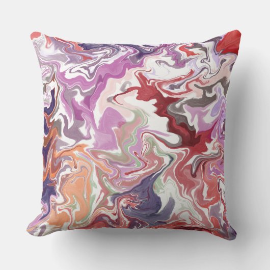 Marmeren Abstract rood Sierkussen – Modern Liquid (Voorkant)