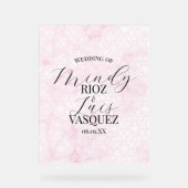 Marmeren Abstract Roze Huwelijk Script Zwart Acryl Bord (Voorkant)