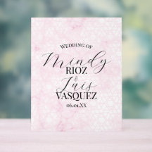 Marmeren Abstract Roze Huwelijk Script Zwart 