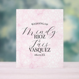 Marmeren Abstract Roze Huwelijk Script Zwart  Acryl Bord