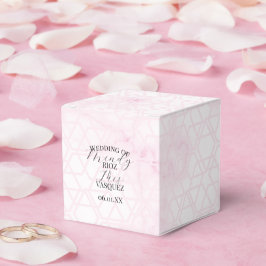 Marmeren Abstract Roze Huwelijk Script Zwart Bedankdoosjes