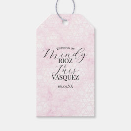 Marmeren Abstract Roze Huwelijk Script Zwart  Cadeaulabel