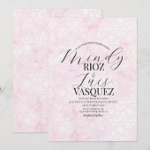 Marmeren Abstract Roze Huwelijk Script Zwart Kaart (Voorkant / Achterkant)