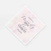 Marmeren Abstract Roze Huwelijk Script Zwart  Servet (Hoek)