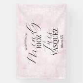Marmeren Abstract Roze Huwelijk Script Zwart Spandoek (Verticaal)