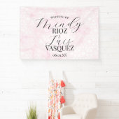 Marmeren Abstract Roze Huwelijk Script Zwart Spandoek (Insitu)
