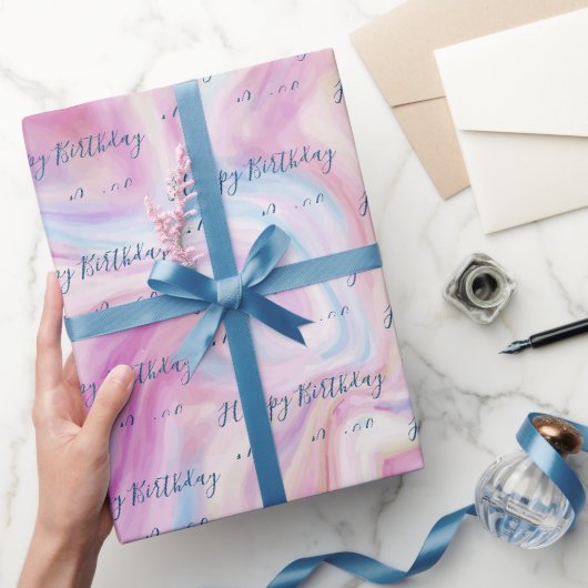 Marmeren abstracte verjaardags swirl cadeaupapier (Geschenken)