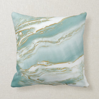 Marmeren Accentkussen - Turquoise / Teal & Goud Kussen