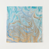 Marmeren acryl achtergrond, blauw met gouden glitt wandkleed (Voorkant (horizontaal))