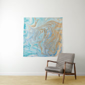 Marmeren acryl achtergrond, blauw met gouden glitt wandkleed (In situ)