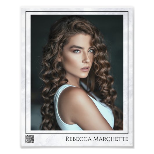 Marmeren Acteur Headshot | QR Code Foto Print Afdruk (Voorkant)