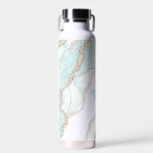 Marmeren Agaat Geode Lichtblauw Goud Monogram Naam Waterfles (Voorkant)