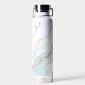 Marmeren Agaat Geode Lichtblauw Goud Monogram Naam Waterfles (Achterkant)