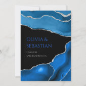 Marmeren Agaat Koninklijk blauw Foto Bruiloft Save The Date (Achterkant)