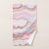 Marmeren Agaat Modern Blauw Roze Goud Collectie Bad Handdoek (Handdoek)