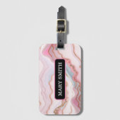 Marmeren Agaat Modern Blauw Roze Goud Collectie Bagagelabel (Voorkant (verticaal))