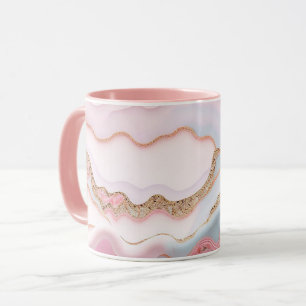 Marmeren Agaat Modern Blauw Roze Goud Collectie Mok