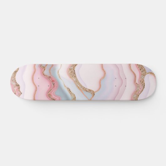 Marmeren Agaat Modern Blauw Roze Goud Collectie Persoonlijk Skateboard (Horizontaal)