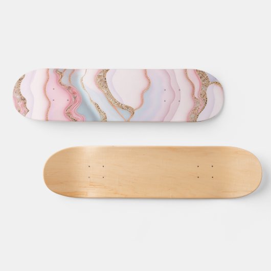 Marmeren Agaat Modern Blauw Roze Goud Collectie Persoonlijk Skateboard (Horizontaal)