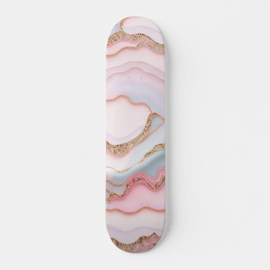 Marmeren Agaat Modern Blauw Roze Goud Collectie Persoonlijk Skateboard (Voorkant)