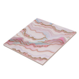 Marmeren Agaat Modern Blauw Roze Goud Collectie Tegeltje