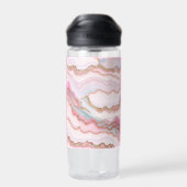 Marmeren Agaat Modern Blauw Roze Goud Collectie Waterfles (Achterkant)